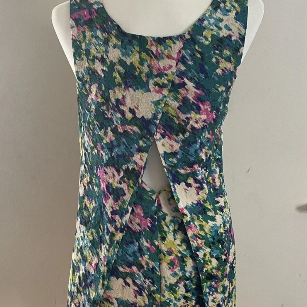 Tracy Reese Colorful Floral Sleeveless Stretch Silk Mini Dress Small